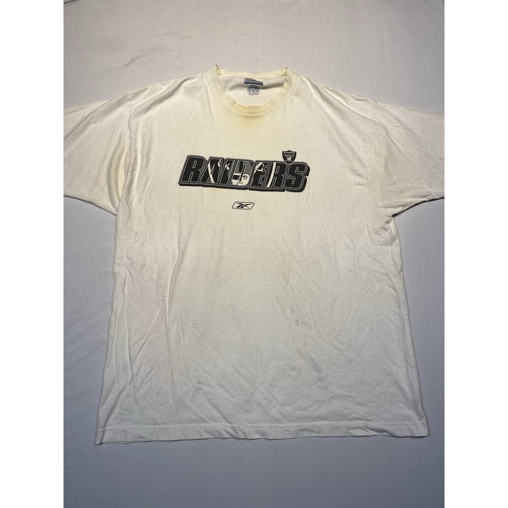 Vintage Raiders Football White Graphic Tee 90s Rebok Blank XL